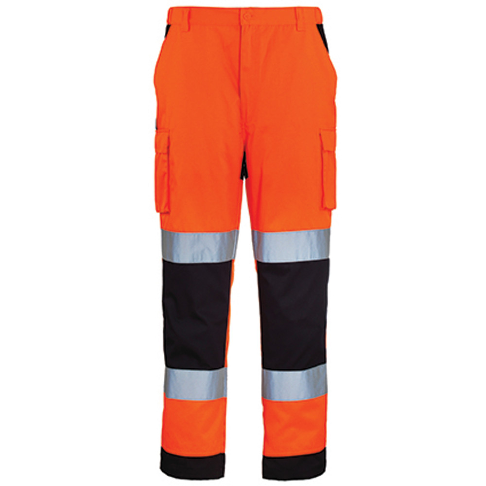 Men's high visibility multi-pocket work pants PATROL hi viz orange navy TXL COVERGUARD 7PAOPXL