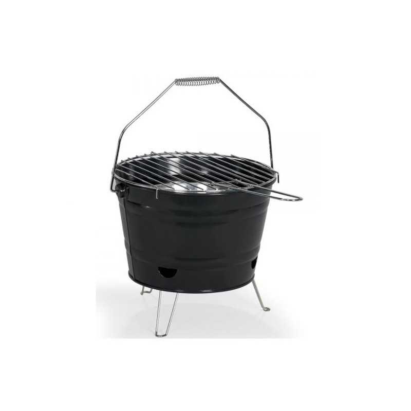 Barbacoa de carbón portátil - LIVOO - DOC327N - Acero inoxidable - Superficie de cocción ø27 cm - Alto 24 cm