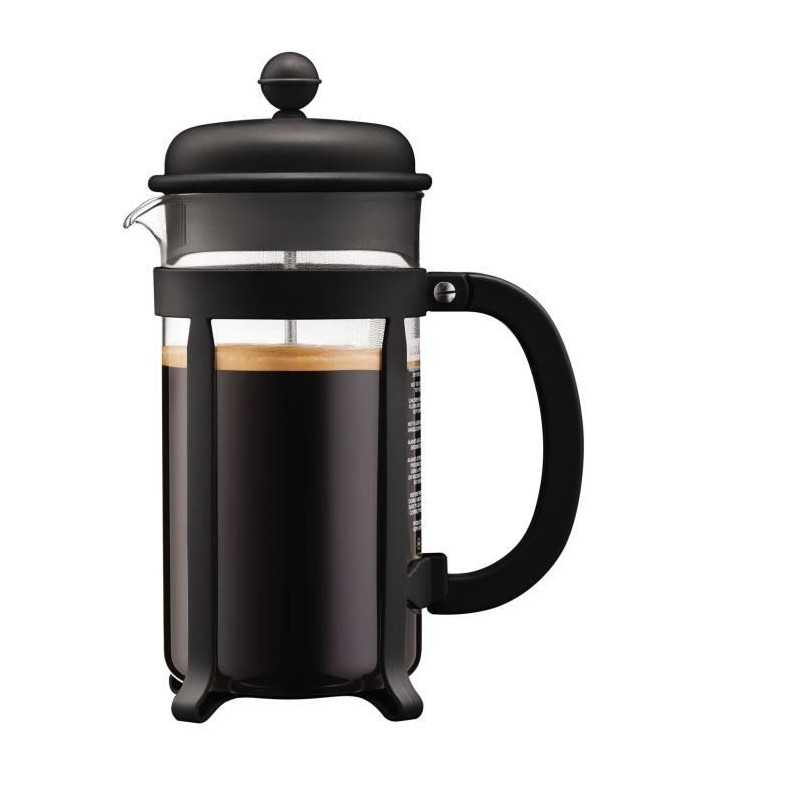 Cafetera de prensa francesa - BODUM - 1908-01 - Negro - Vidrio de borosilicato - Acero inoxidable