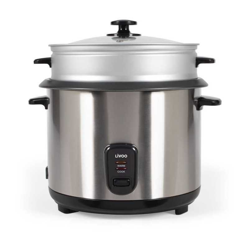 Olla arrocera y vaporera de acero inoxidable - LIVOO - DOC293 - 1000W - 2,8L - Acero inoxidable - Mantiene caliente