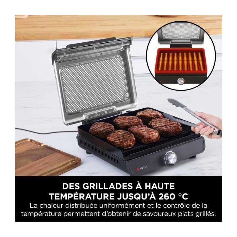 Parrilla y plancha de interior - NINJA - Sizzle GR101EU - 34 x 8 x 13,5 cm - Negro