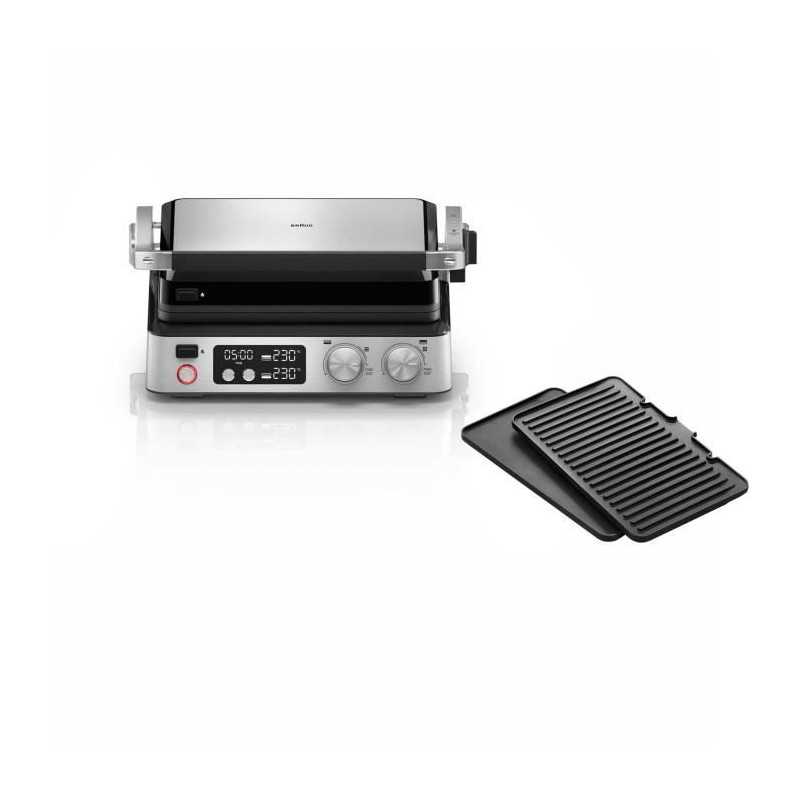 Grill multifunción - BRAUN - Multi Grill 7 - 2000 W - 3 posiciones de calentamiento - Negro/Acero