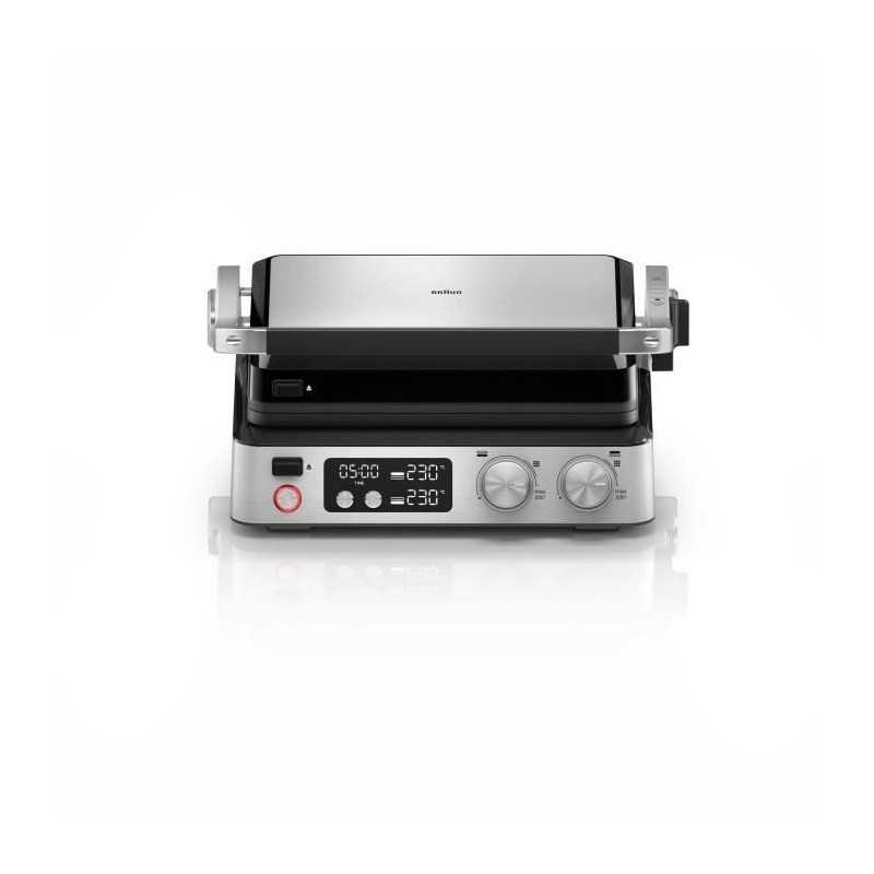 Grill multifunción - BRAUN - Multi Grill 7 - 2000 W - 3 posiciones de calentamiento - Negro/Acero