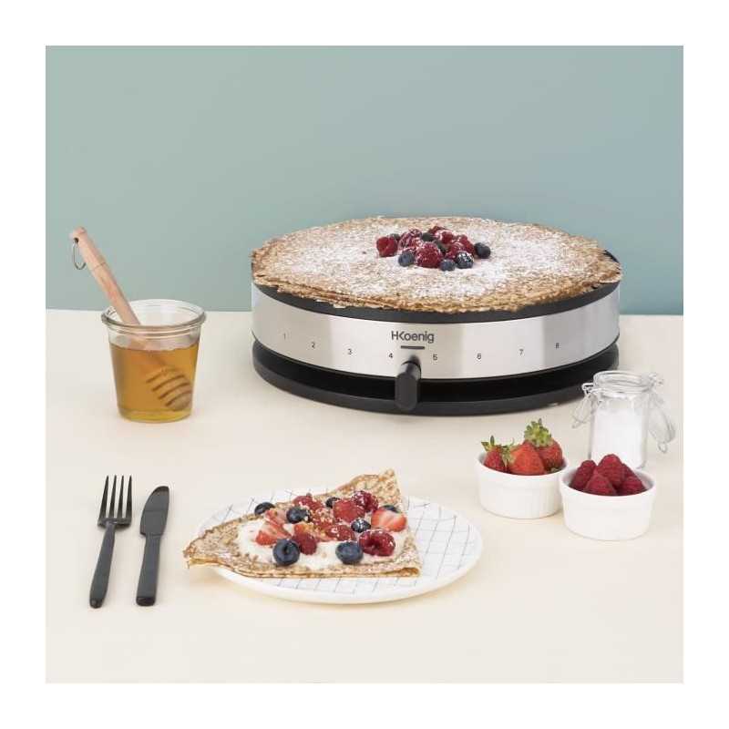 HKoeNIG KREP29 Crepera 33cm - Temperatura hasta 230?C - 1300W - Recubrimiento antiadherente - Indicador de calentamiento - Banda de acero inoxidable