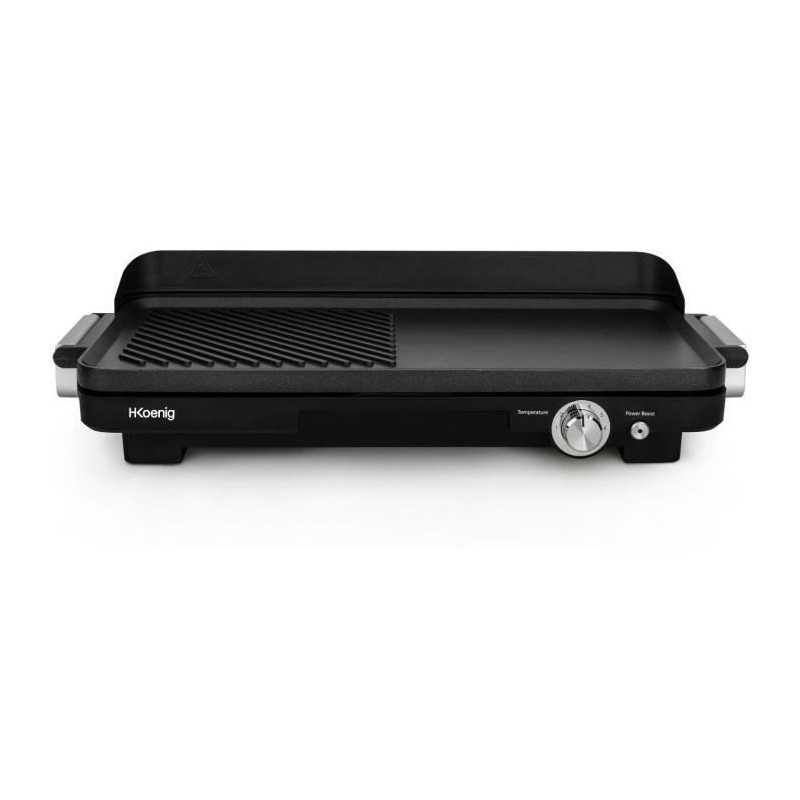 HKoeNIG GRX330 - Double zone plancha - 50x25cm - 1800W - Non-stick coating - Turbo grill zone function - Adjusted thermostat