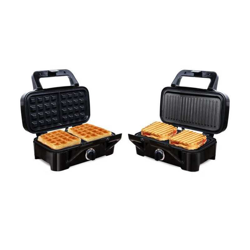 LITTLE BALANCE 8368 Speedn Mixt 1200, 2 in 1 waffle maker + grill, 1 waffle plate, 1 interchangeable grill plate, 1200 W, Stainless steel