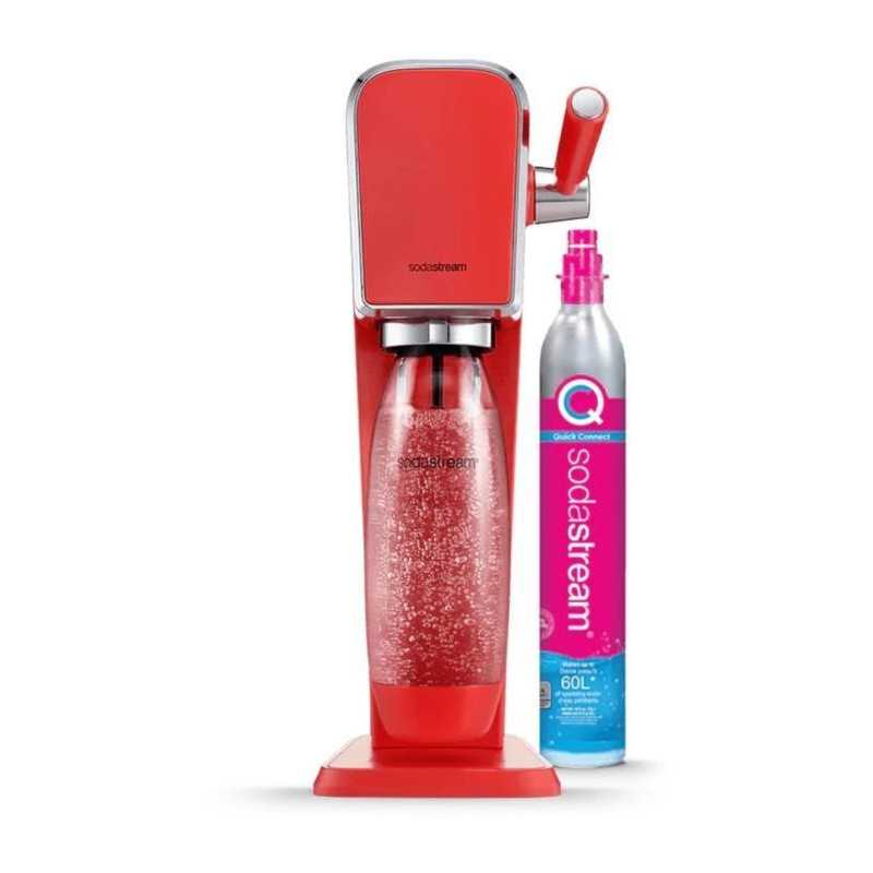 Máquina de agua con gas - SODASTREAM - ART Mandarine - Con 1 botella de 1L, compatible con lavavajillas + 1 recarga de gas de 60L
