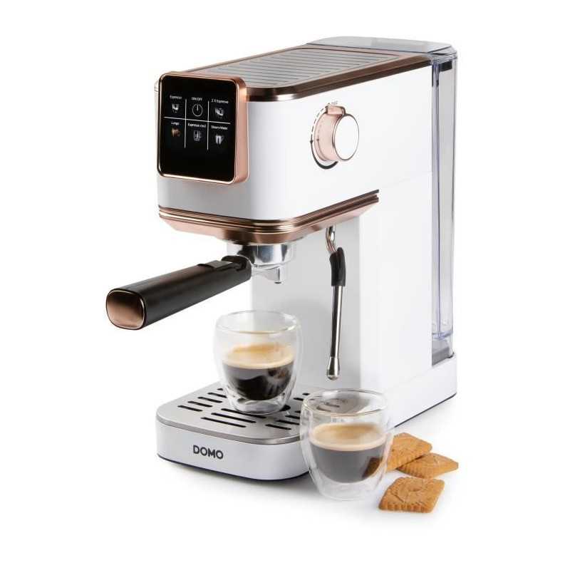Cafetera espresso 3 en 1 - DOMO - DO746K - 1350 W - 20 Bar - Blanco / Rosa