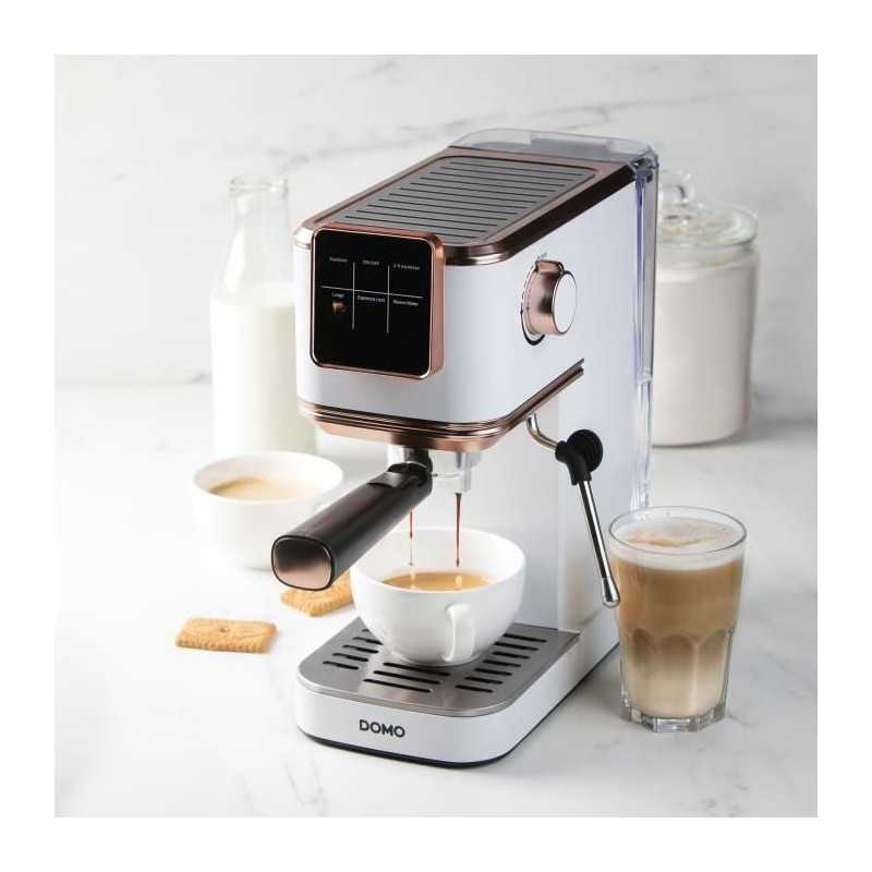 Cafetera espresso 3 en 1 - DOMO - DO746K - 1350 W - 20 Bar - Blanco / Rosa
