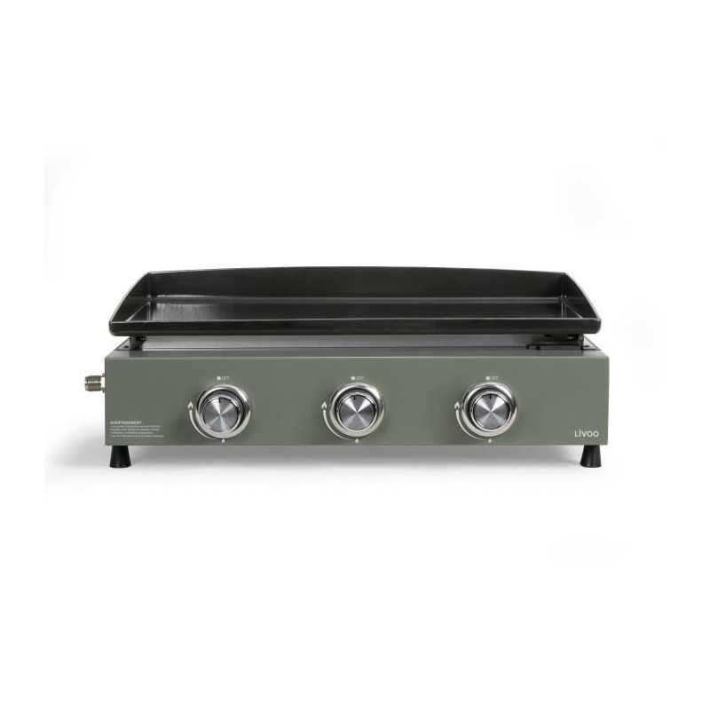 Plancha de gas - LIVOO - DOC324 - 3 fuegos - Verde / Negro