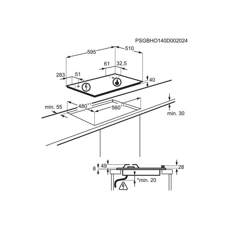 Electrolux KGS6424W built-in gas hob 60 cm