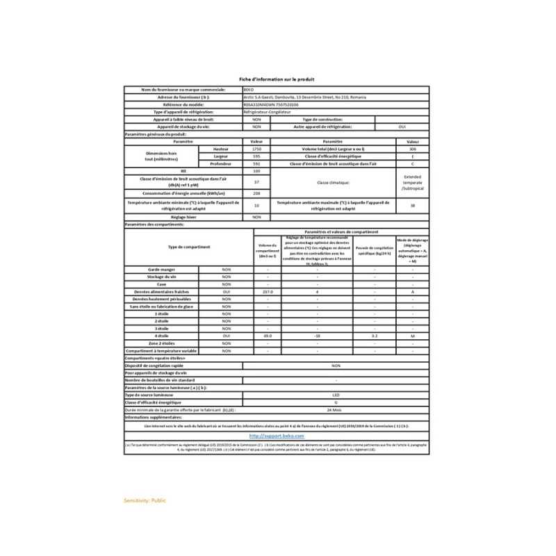 Frigorífico con congelador superior Beko RDSA310M40WN