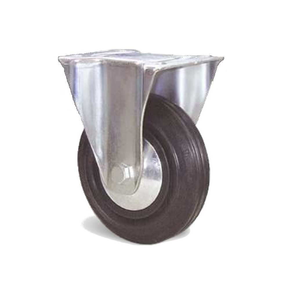 Rueda Portroll y Manuroll de goma negra con placa fija 100mm GUITEL HERVIEU 700510