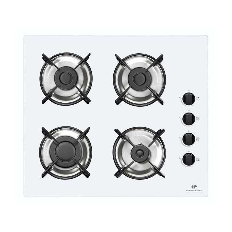 CONTINENTAL EDISON 4-burner table - White glass gas