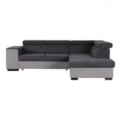 ARMSTRONG Convertible right corner sofa + 5-seater trunk - Light gray and dark gray fabric - L 271 x D 220 x H 77 cm