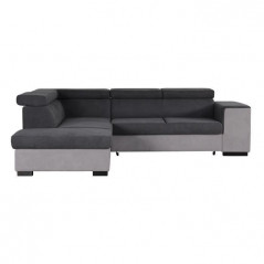 ARMSTRONG Convertible left corner sofa + 5-seater trunk - Light gray and dark gray fabric - L 271 x D 220 x H 77 cm