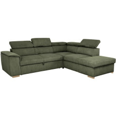 Reversible convertible corner sofa - 5 places - DAYTONA - Lincoln Khaki fabric - Trunk - 260 x 216 x 94 cm