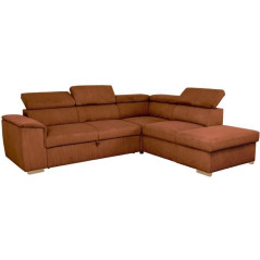 Reversible convertible corner sofa - 5 places - DAYTONA - Lincoln Terracotta fabric - Chest - 260 x 216 x 94 cm