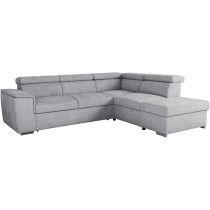 Reversible convertible corner sofa - 5 places - DAYTONA - Silver fabric - Box - 260 x 216 x 94 cm