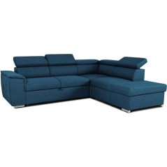 Reversible convertible corner sofa with chest - 5 places - DAYTONA - Blue fabric - 260 x 77 / 94 x 216 cm