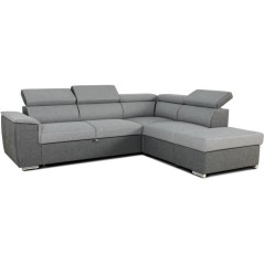 Reversible convertible corner sofa with chest - 5 places - DAYTONA - Gray and anthracite fabric - 260 x 77 / 94 x 216 cm