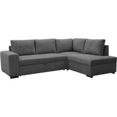 LINCOLN 4 to 5 seater reversible convertible corner sofa - Anthracite corduroy fabric - Storage box - L247 x