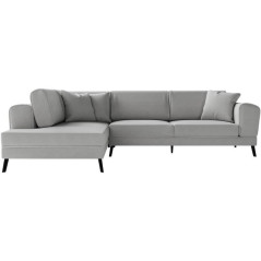 IMPERIAL 5-seater convertible left corner sofa - Light gray fabric - 2 storage boxes - L304 x D212 x H86 cm