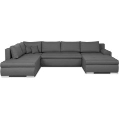 Convertible panoramic corner sofa - 7 seats - INDIAN - 100% polyester fabric - Gray - L360 x D228 cm