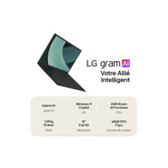 Laptop PC Lg Gram 15 15Z80T G.AU8BF 15" Copilot+ AMD Ryzen AI 7 32 GB RAM 2 TB SSD Obsidian Black